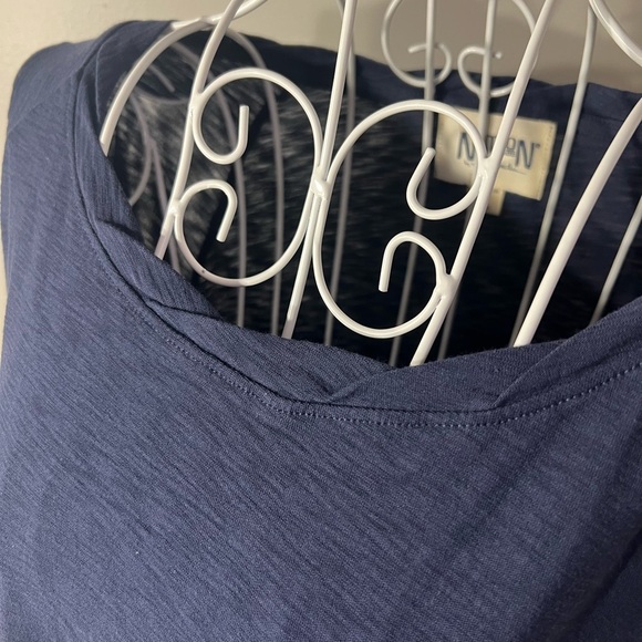 Nation LTD Navy Long Sleeve Braided Neck Size L 100% Pima Cotton Normcore - Picture 3 of 7